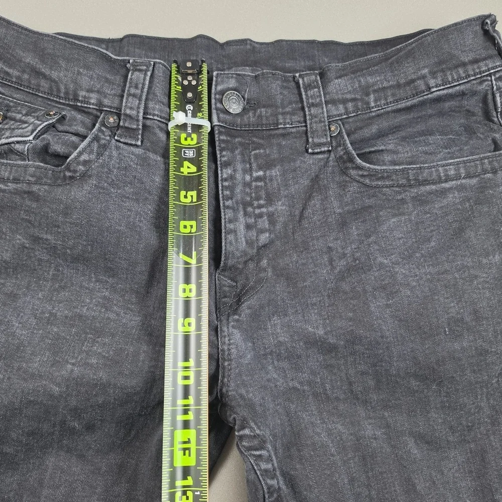 True Religion Rocco Relaxed Skinny Jeans Mens 38 Black Faded Flap Pocket Stretch